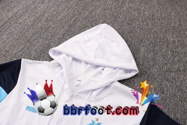 Veste A Capuche Survetement Foot Marseille OM Blanc 21/22