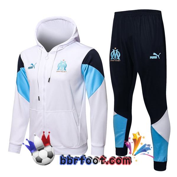 Veste A Capuche Survetement Foot Marseille OM Blanc 21/22