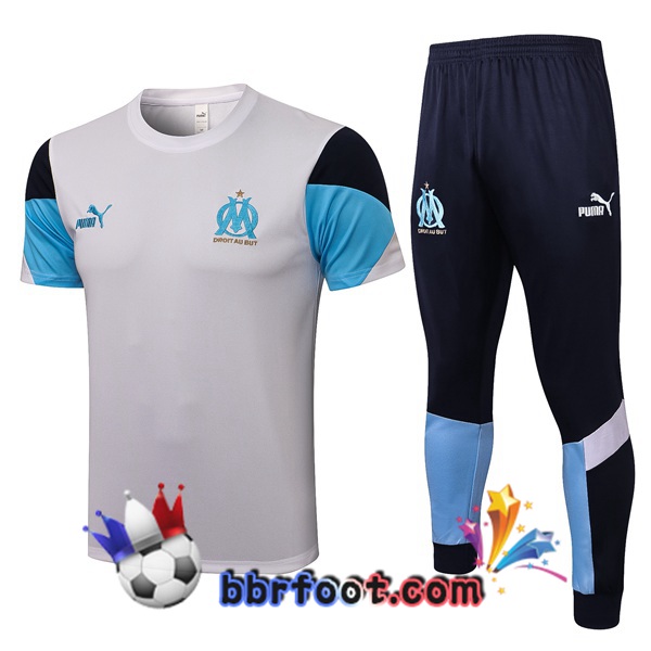 Training T-Shirts Marseille OM + Pantalon Blanc 21/22