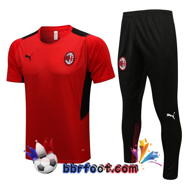 Training T-Shirts AC Milan + Pantalon Rouge 21/22