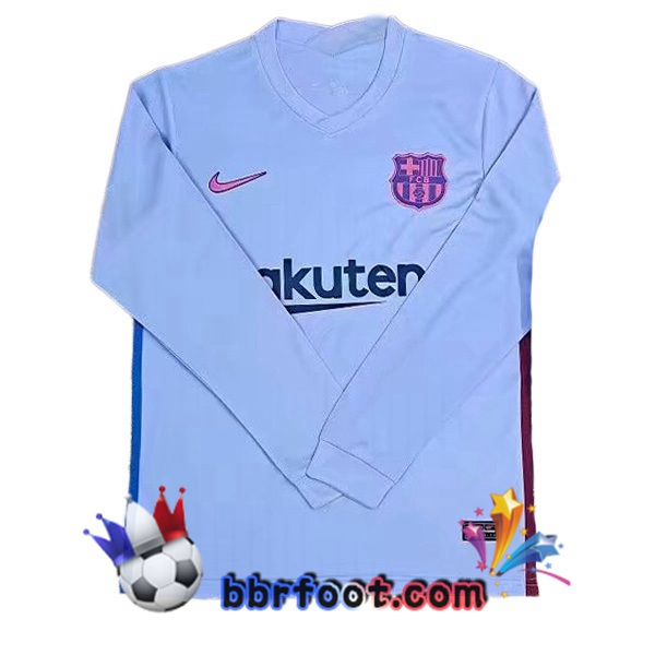 Maillot Foot FC Barcelone Exterieur Manche Longue Bleu 21/22