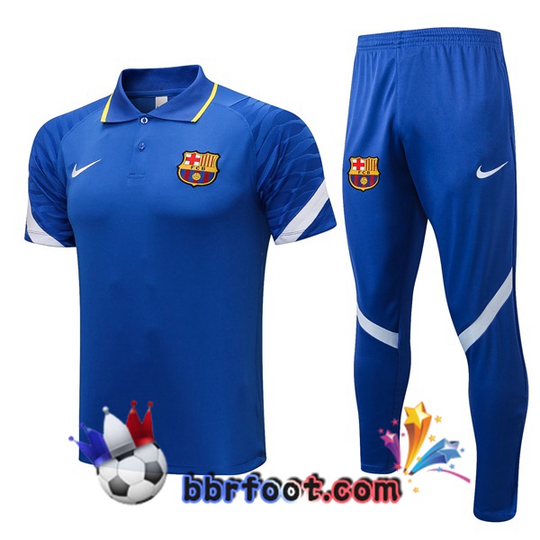 Polo Foot FC Barcelone + Pantalon Bleu 21/22