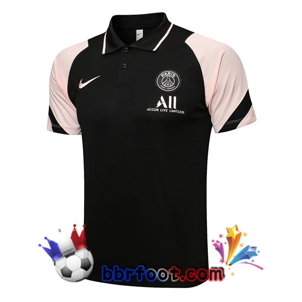 Polo Foot Paris PSG Noir Rose 21/22
