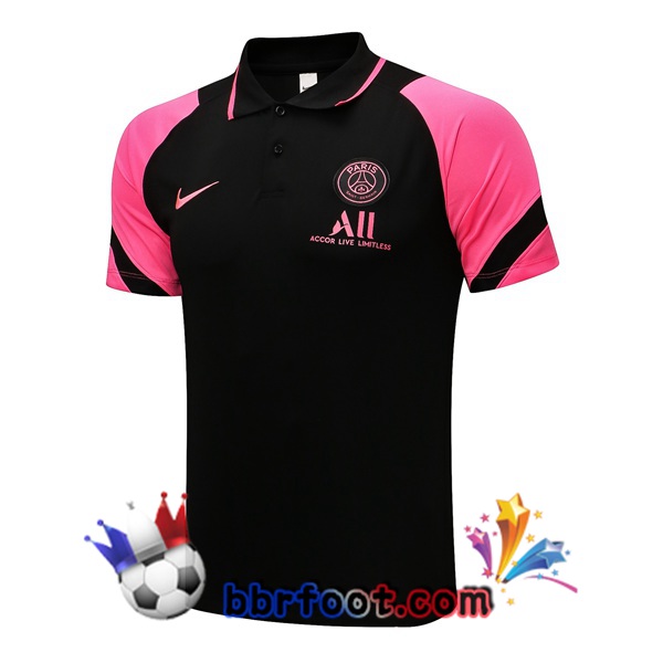 Polo Foot Paris PSG Noir Rose 21/22