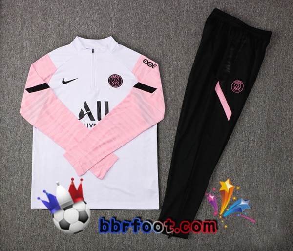 Survetement Foot Paris PSG Blanc Rose 21/22
