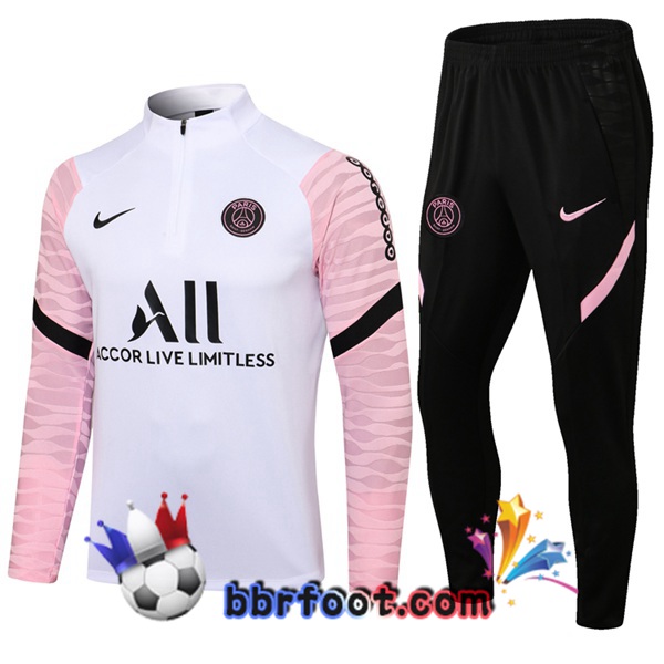 Survetement Foot Paris PSG Blanc Rose 21/22