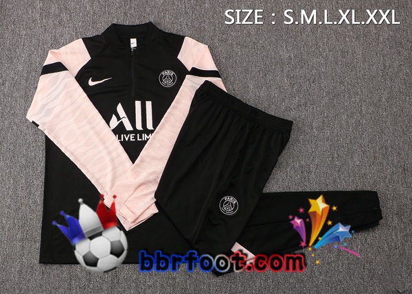 Survetement Foot Paris PSG Noir Rose 21/22