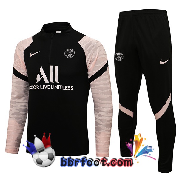 Survetement Foot Paris PSG Noir Rose 21/22