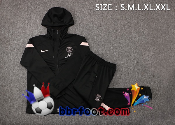Veste A Capuche Survetement Foot Paris PSG Noir 21/22