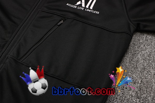 Veste A Capuche Survetement Foot Paris PSG Noir 21/22