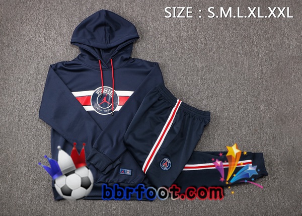 Veste A Capuche Survetement Foot JORDAN Paris PSG Bleu Royal 21/22