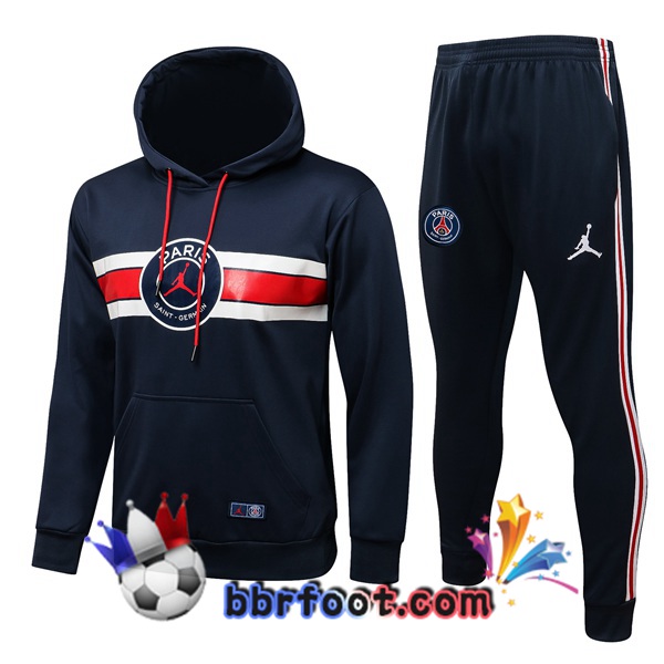 Veste A Capuche Survetement Foot JORDAN Paris PSG Bleu Royal 21/22