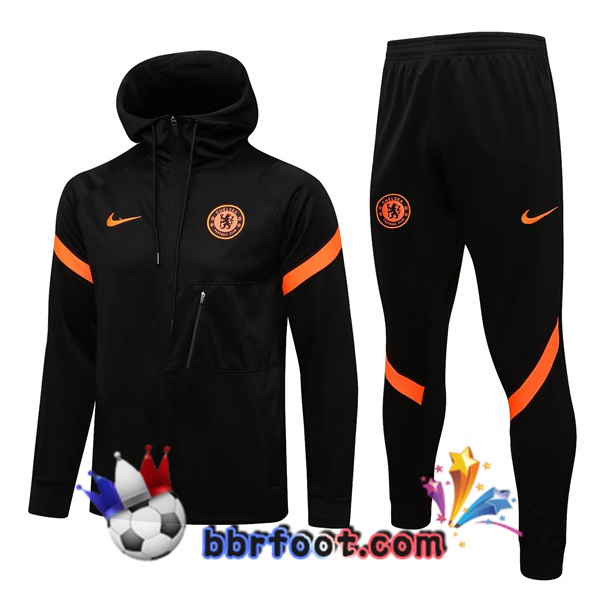 Veste A Capuche Survetement Foot FC Chelsea Noir 21/22