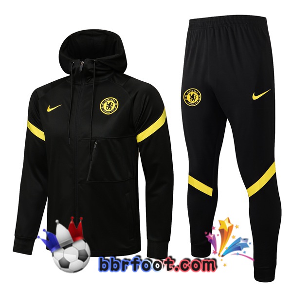 Veste A Capuche Survetement Foot FC Chelsea Noir 21/22