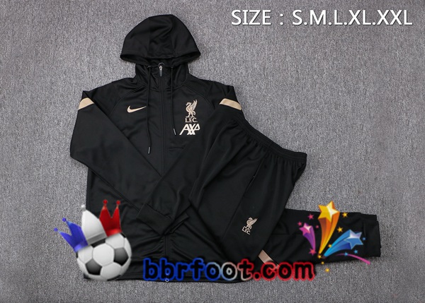 Veste A Capuche Survetement Foot FC Liverpool Noir 21/22