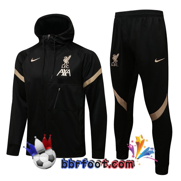 Veste A Capuche Survetement Foot FC Liverpool Noir 21/22