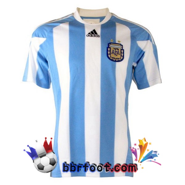 2010 Argentine Retro Domicile Maillot de Foot Bleu Blanc