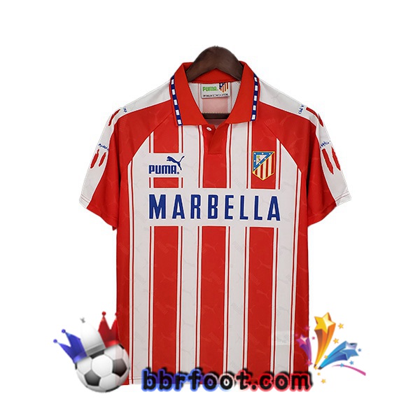 1994-1995 Atletico Madrid Retro Domicile Maillot de Foot Rouge Blanc