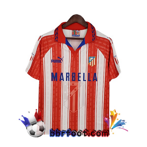 1995-1996 Atletico Madrid Retro Domicile Maillot de Foot Rouge Blanc