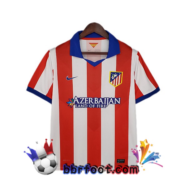 2014-2015 Atletico Madrid Retro Domicile Maillot de Foot Rouge Blanc