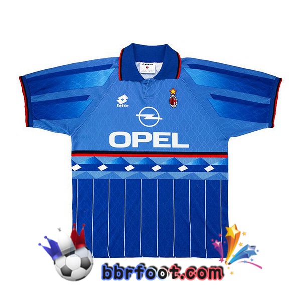 1995-1996 AC Milan Retro Quatrieme Maillot de Foot Bleu