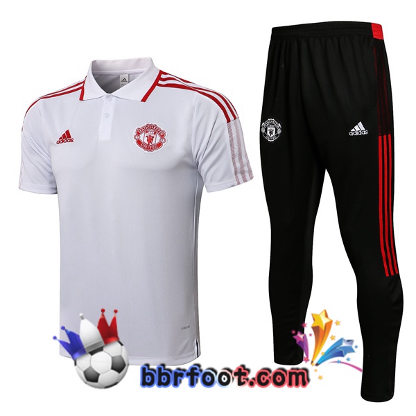 Polo Foot Manchester United + Pantalon Blanc 21/22