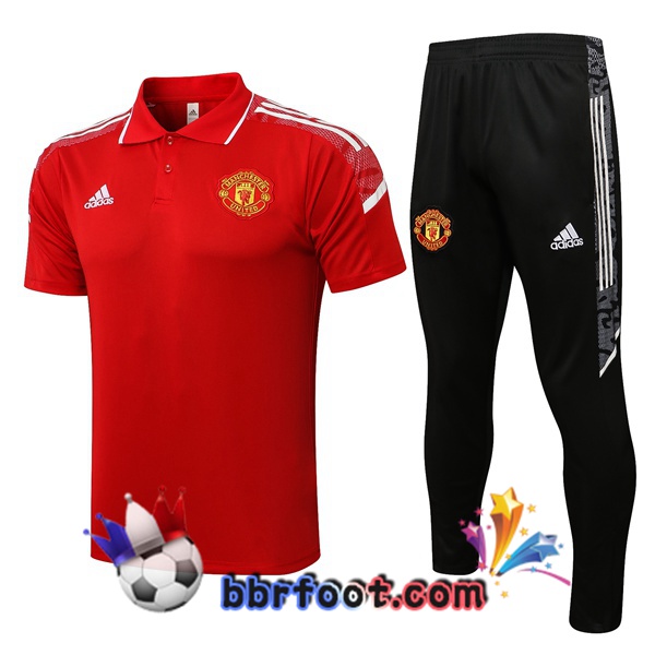 Polo Foot Manchester United + Pantalon Rouge 21/22