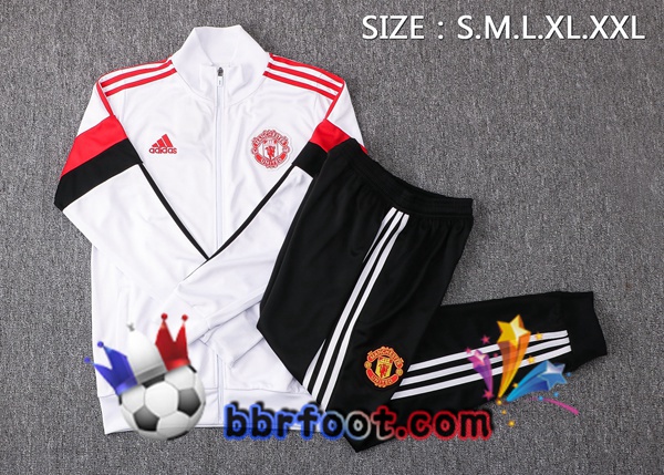 Veste Survetement Foot Manchester United Blanc 21/22