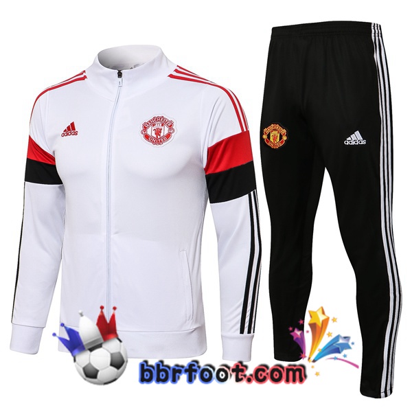 Veste Survetement Foot Manchester United Blanc 21/22