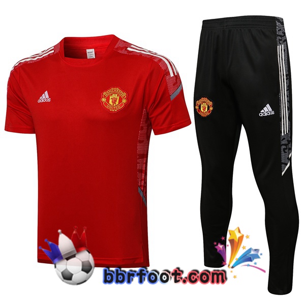 Training T-Shirts Manchester United + Pantalon Rouge 21/22