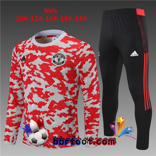 Survetement Foot Manchester United Enfant Rouge Blanc 21/22