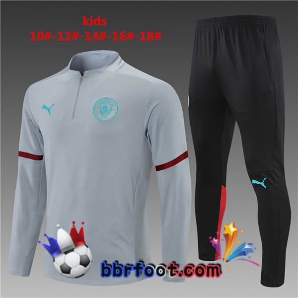 Survetement Foot Manchester City Enfant Gris 21/22