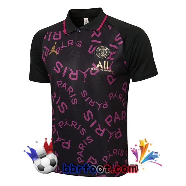 Polo Foot Paris PSG Noir Pourpre 21/22