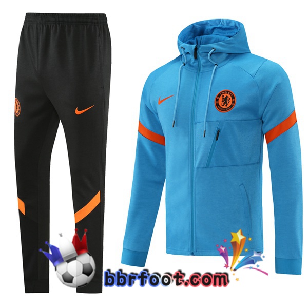 Veste A Capuche Survetement Foot FC Chelsea Bleu 21/22 Veste A Capuche Survetement Foot FC Chelsea Bleu 21/22