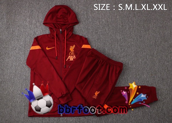 Veste A Capuche Survetement Foot FC Liverpool Rouge 21/22