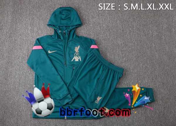 Veste A Capuche Survetement Foot FC Liverpool Vert 21/22