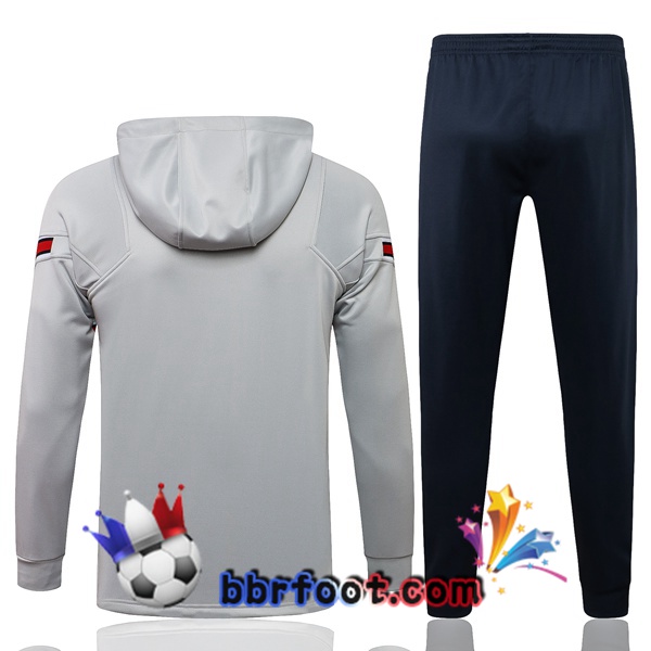 Veste A Capuche Survetement Foot JORDAN Paris PSG Gris 21/22