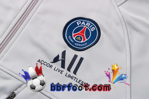 Veste A Capuche Survetement Foot JORDAN Paris PSG Gris 21/22