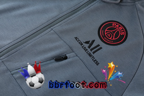 Veste A Capuche Survetement Foot JORDAN Paris PSG Gris 21/22