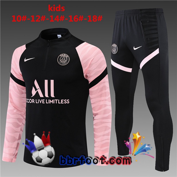 Survetement Foot Paris PSG Enfant Noir Rose 21/22