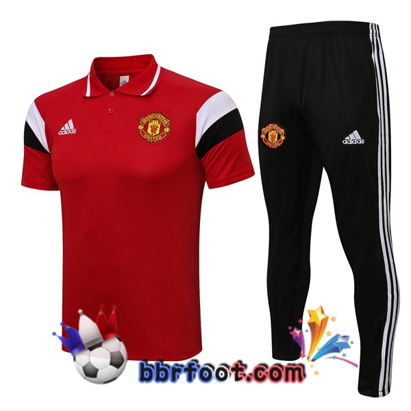 Polo Foot Manchester United + Pantalon Rouge 21/22