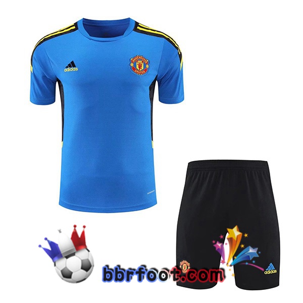 Training T-Shirts Manchester United + Shorts Bleu 21/22