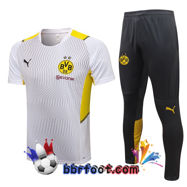 Training T-Shirts Dortmund BVB + Pantalon Blanc 21/22
