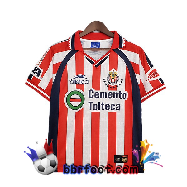 1999-2000 CD Guadalajara Retro Domicile Maillot de Foot Rouge Blanc