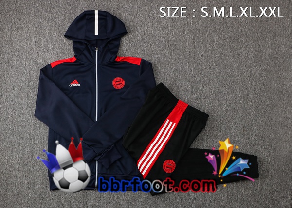 Veste A Capuche Survetement Foot Bayern Munich Bleu Royal 21/22