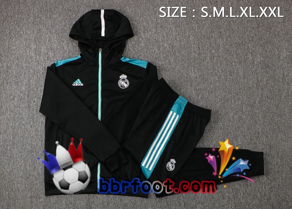 Veste A Capuche Survetement Foot Real Madrid Noir 21/22