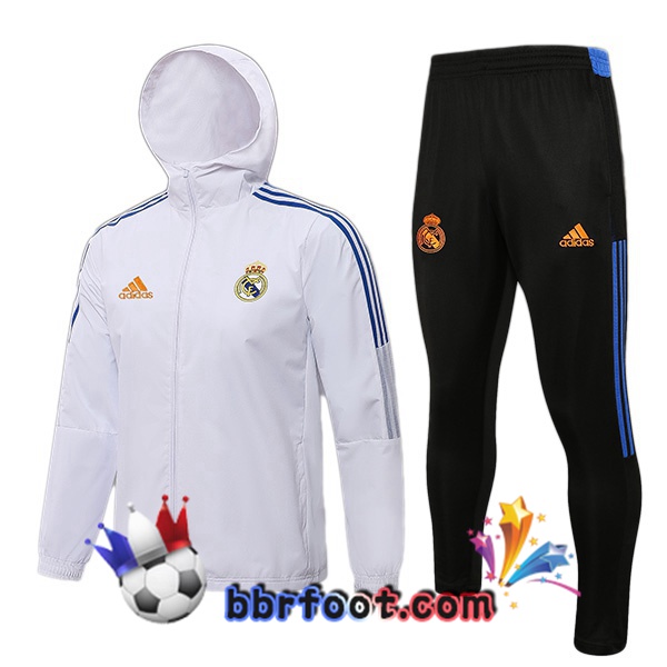 Veste A Capuche Survetement Foot Real Madrid Blanc 21/22