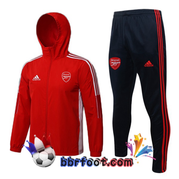 Veste A Capuche Survetement Foot Arsenal Rouge 21/22