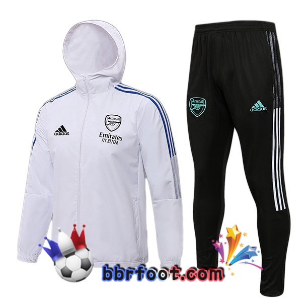 Veste A Capuche Survetement Foot Arsenal Blanc 21/22