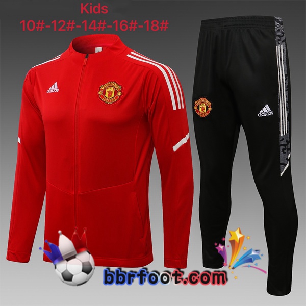 Veste Survetement Foot Manchester United Enfant Rouge 21/22